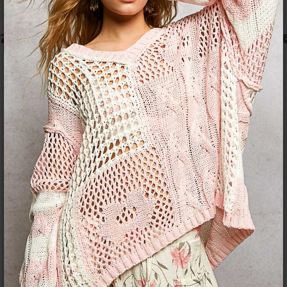 97 💕 POL Pink and White Knit Sweater - Picture 4 of 8